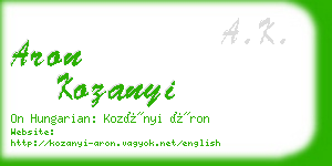 aron kozanyi business card